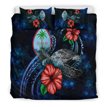 Guam Polynesian Bedding Set - Blue Turtle Hibiscus