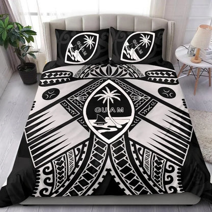 Guam Polynesian Bedding Set - Guam White Seal With Polynesian Tattoo Ver 01