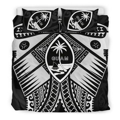 Guam Polynesian Bedding Set - Guam White Seal With Polynesian Tattoo Ver 01