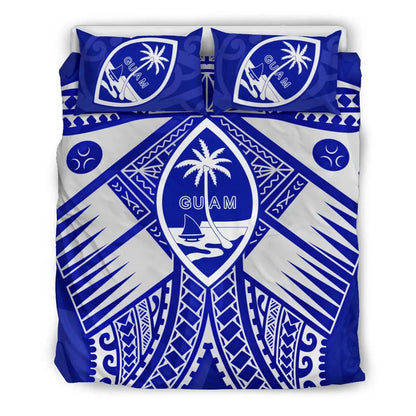 Guam Polynesian Bedding Set - Guam White Seal With Polynesian Tattoo Ver 02