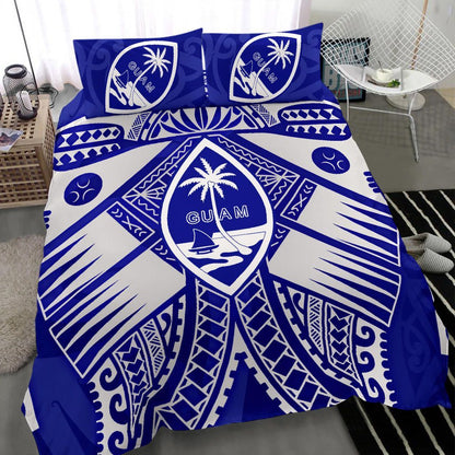 Guam Polynesian Bedding Set - Guam White Seal With Polynesian Tattoo Ver 02
