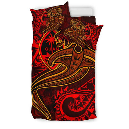 Guam Polynesian Bedding Set - Red Shark Polynesian Tattoo