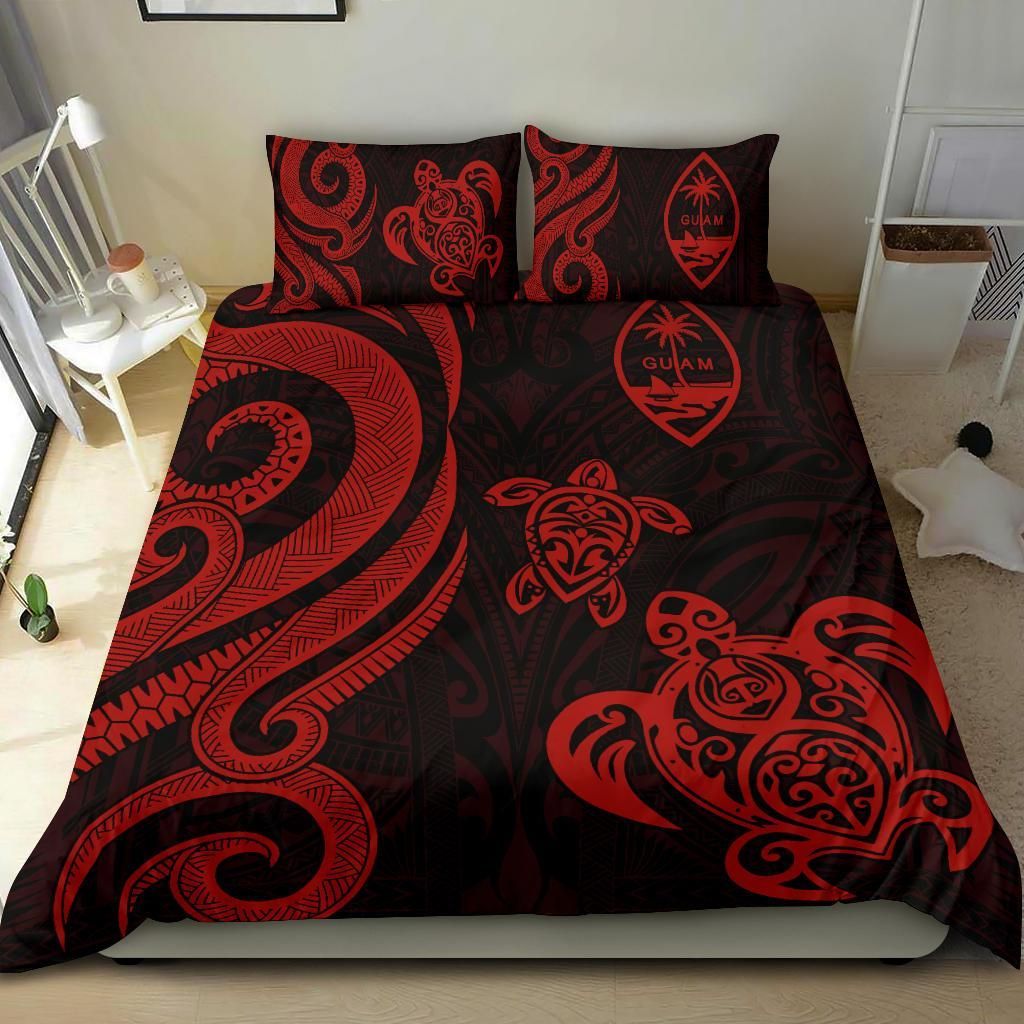 Guam Polynesian Bedding Set - Red Tentacle Turtle