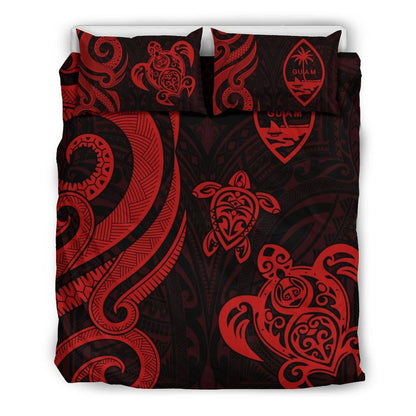 Guam Polynesian Bedding Set - Red Tentacle Turtle
