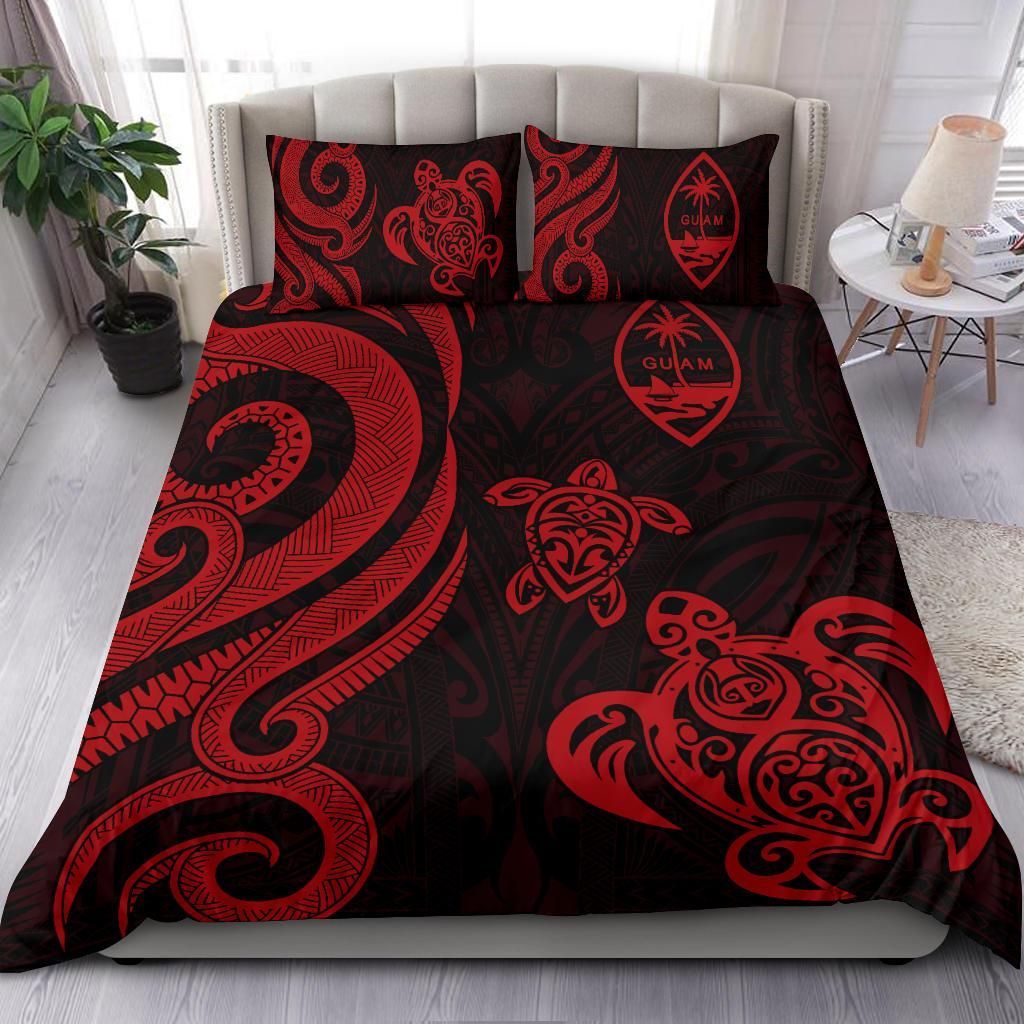 Guam Polynesian Bedding Set - Red Tentacle Turtle