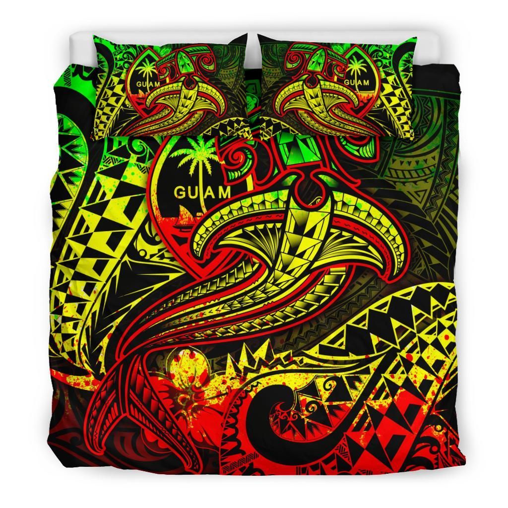 Guam Polynesian Bedding Set - Reggae Shark Polynesian Tattoo