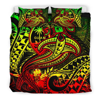 Guam Polynesian Bedding Set - Reggae Shark Polynesian Tattoo
