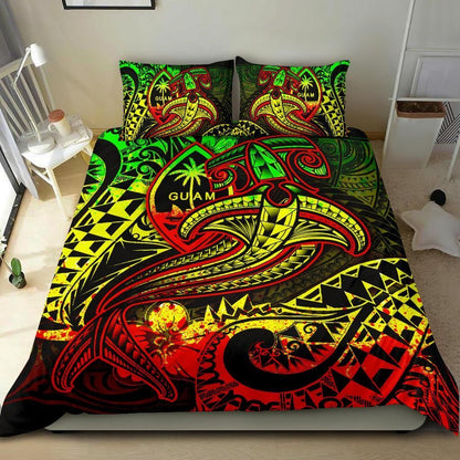 Guam Polynesian Bedding Set - Reggae Shark Polynesian Tattoo