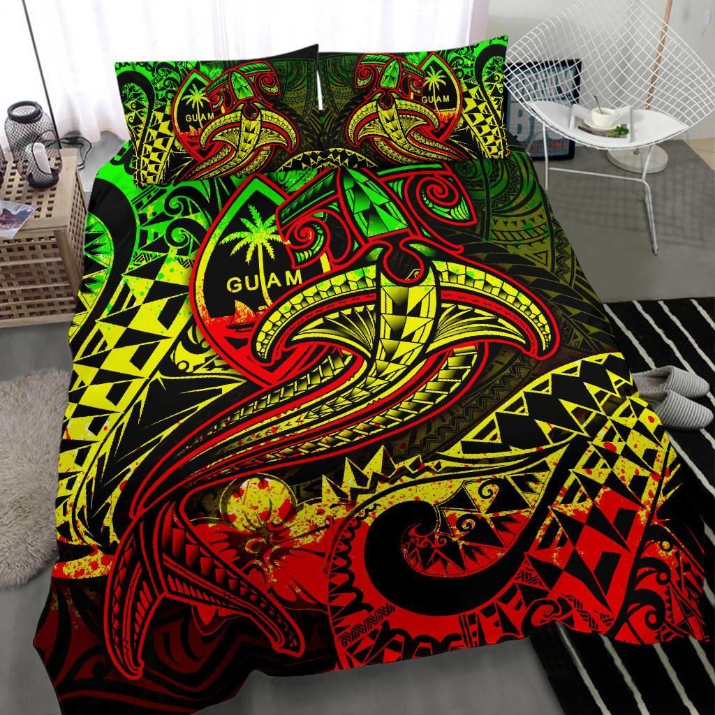 Guam Polynesian Bedding Set - Reggae Shark Polynesian Tattoo