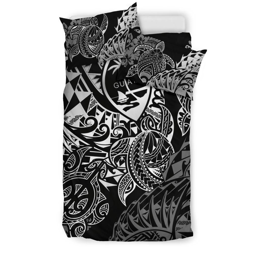 Polynesian Duvet Cover - Guam Bedding Set - White Turtle Flowing