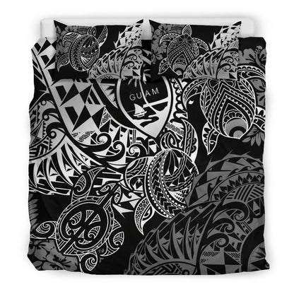 Polynesian Duvet Cover - Guam Bedding Set - White Turtle Flowing