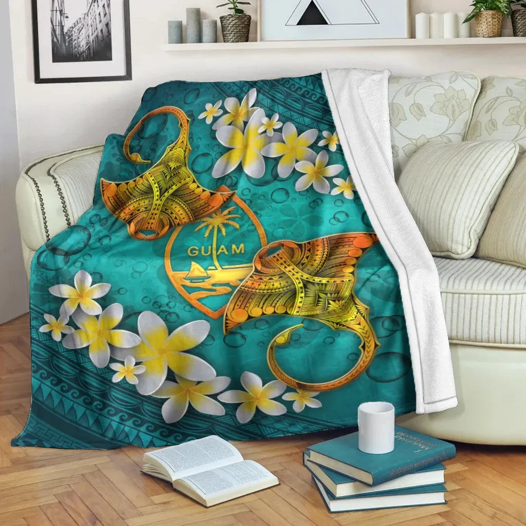 Guam Polynesian Blanket - Manta Ray Ocean