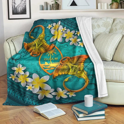 Guam Polynesian Blanket - Manta Ray Ocean