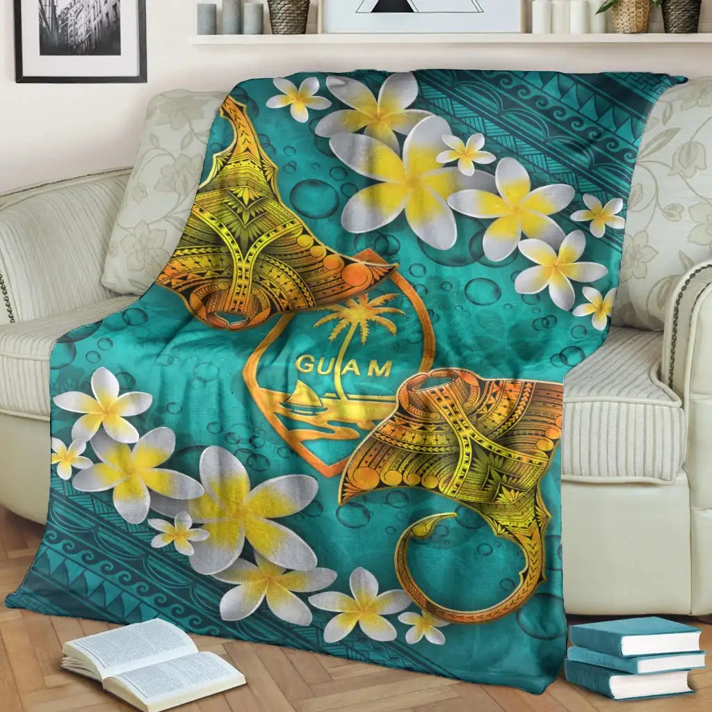 Guam Polynesian Blanket - Manta Ray Ocean