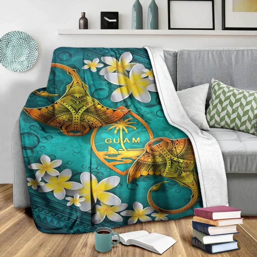 Guam Polynesian Blanket - Manta Ray Ocean