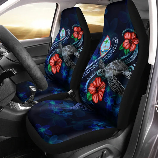 Guam Polynesian Car Seat Covers - Blue Turtle Hibiscus