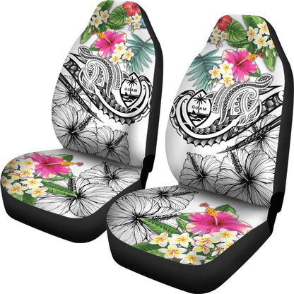 Guam Polynesian Car Seat Covers - Summer Plumeria (White)