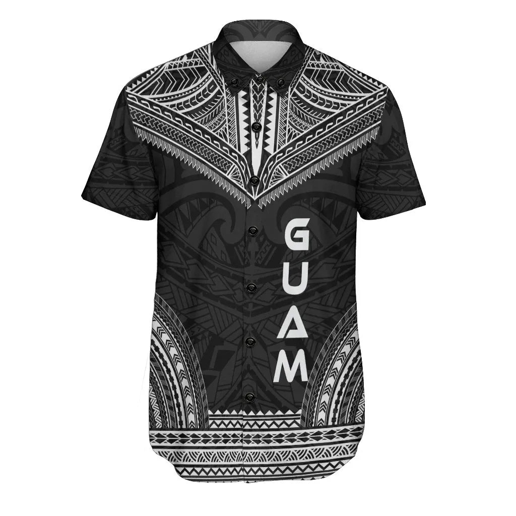 Guam Polynesian Chief Short Sleeve Shirt - Black Version