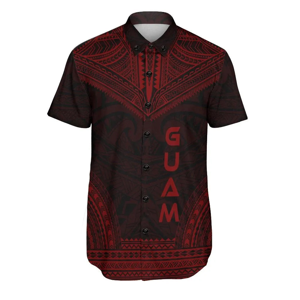 Guam Polynesian Chief Short Sleeve Shirt - Red Version