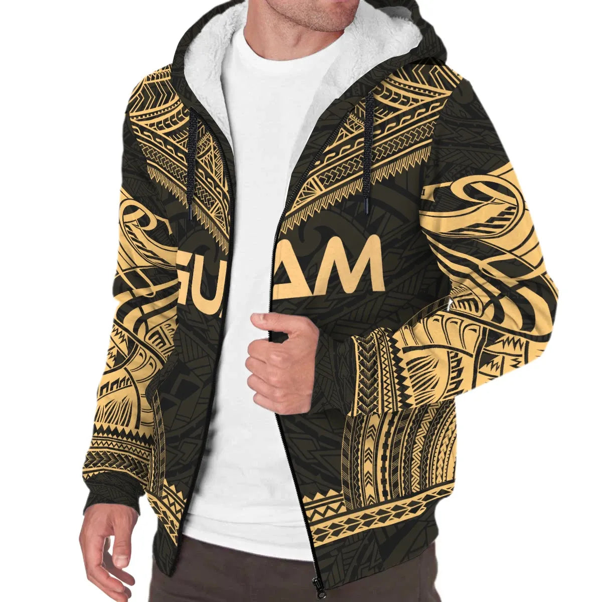 Guam Sherpa Hoodie - Polynesian Chief Gold Version