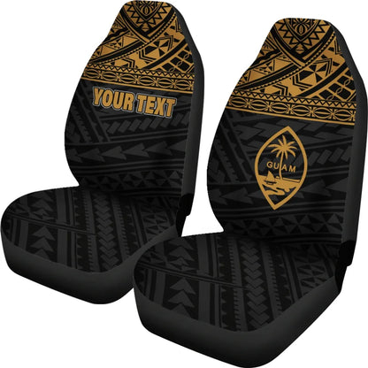Guam Custom Personalised Car Seat Covers - Guam Coat of Arms Polynesian Gold Horizontal