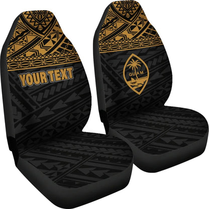 Guam Custom Personalised Car Seat Covers - Guam Coat of Arms Polynesian Gold Horizontal