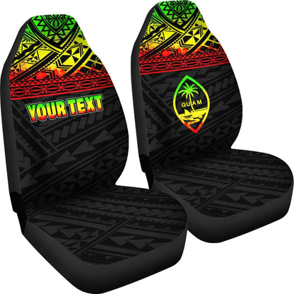 Guam Custom Personalised Car Seat Covers - Guam Coat Of Arms Polynesian Reggae Horizontal