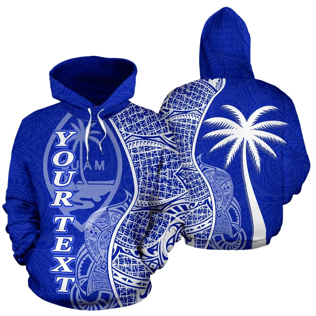 Guam Polynesian Custom Personalised Hoodie Coconut Blue