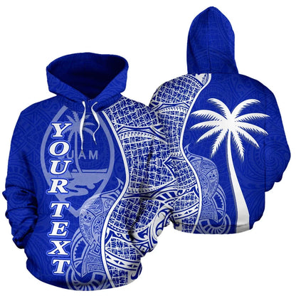 Guam Polynesian Custom Personalised Hoodie Coconut Blue