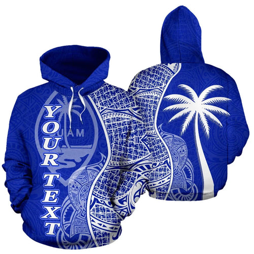 Guam Polynesian Custom Personalised Hoodie Coconut Blue
