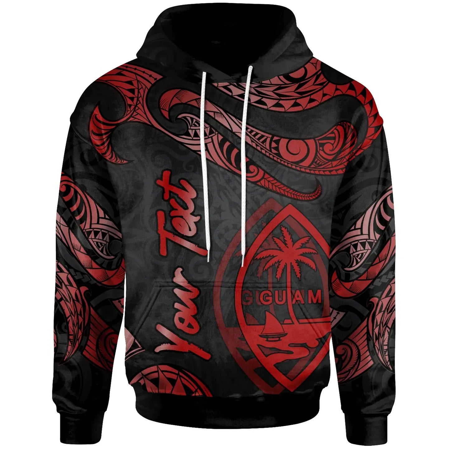 Guam Polynesian Custom Personalised Hoodie - Poly Tattoo Red Version