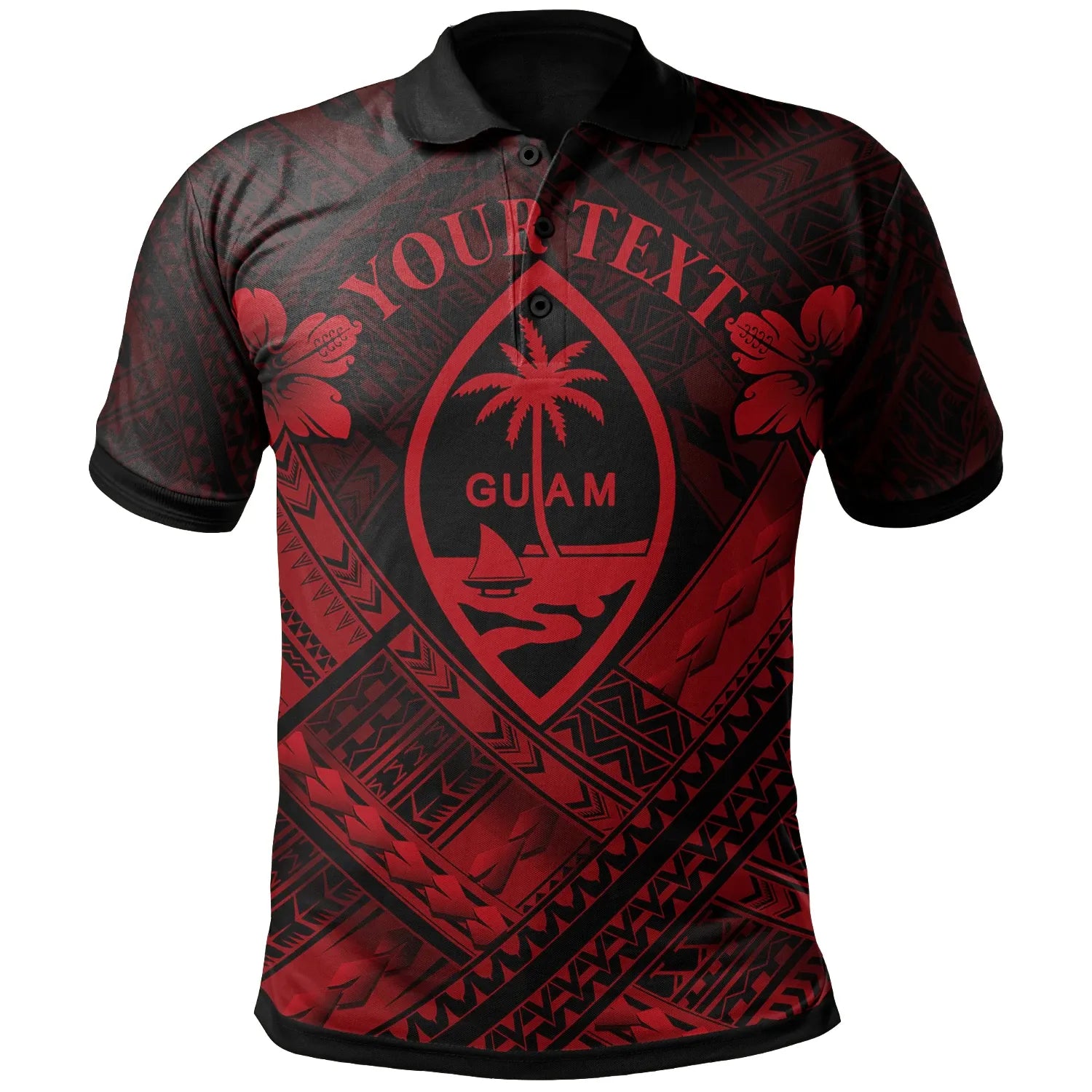 Guam Polynesian Custom Personalised Polo Shirt - Guam Red Seal Camisole Hibiscus Style