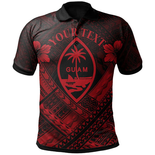 Guam Polynesian Custom Personalised Polo Shirt - Guam Red Seal Camisole Hibiscus Style