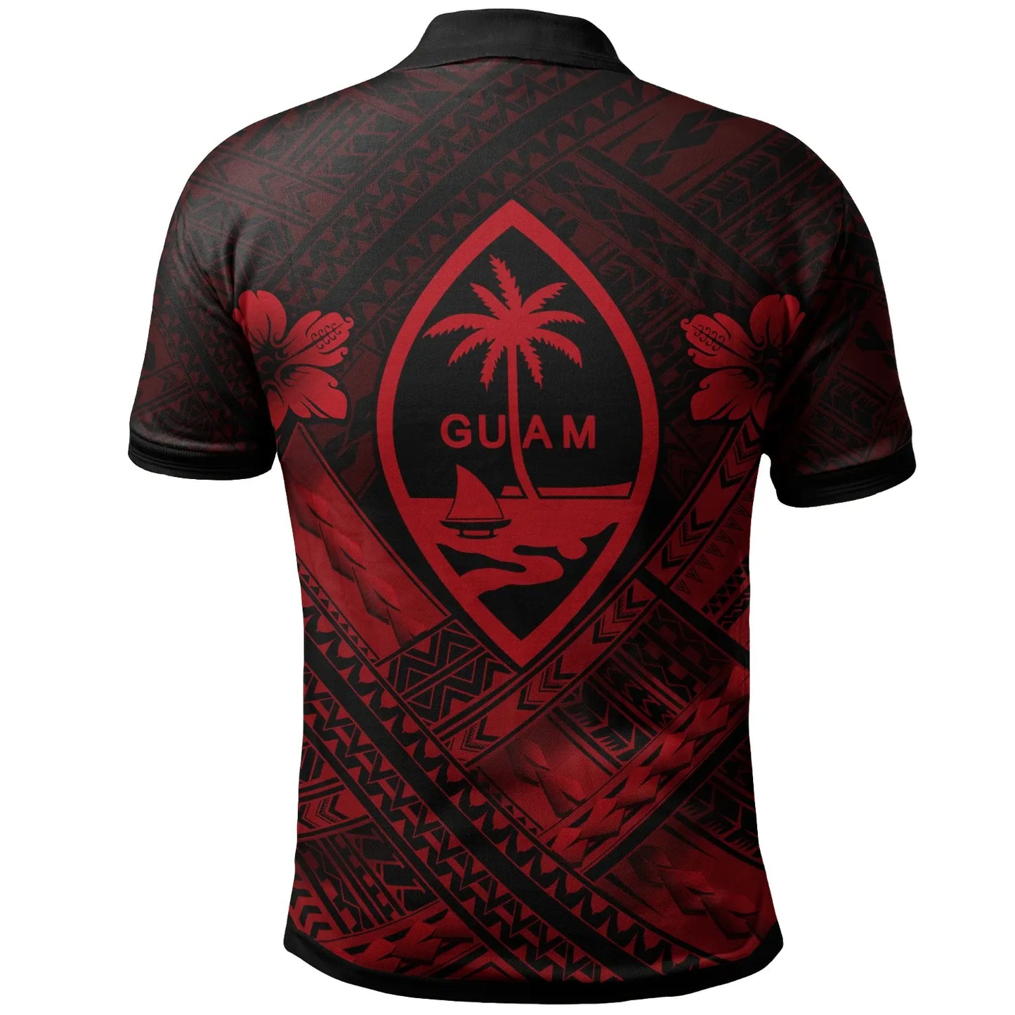 Guam Polynesian Custom Personalised Polo Shirt - Guam Red Seal Camisole Hibiscus Style