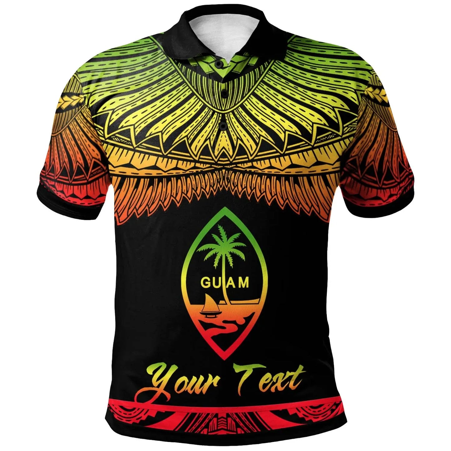 Guam Polynesian Custom Personalised Polo Shirt - Poly Tattoo Reggae Version