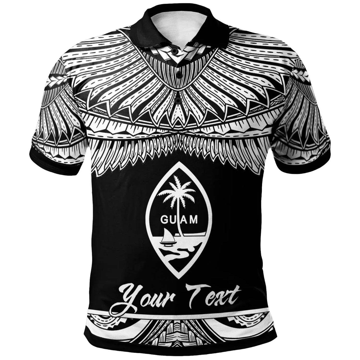 Guam Polynesian Custom Personalised Polo Shirt - Poly Tattoo White Version