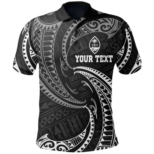 Guam Polynesian Custom Personalised Polo Shirt - White Tribal Wave