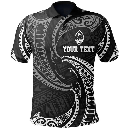 Guam Polynesian Custom Personalised Polo Shirt - White Tribal Wave