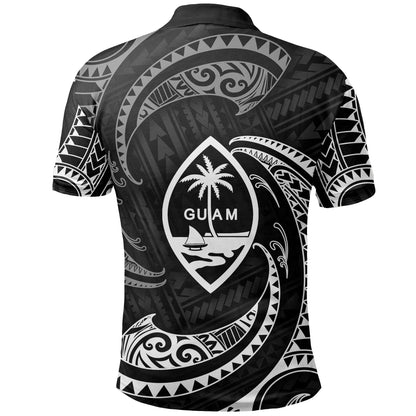 Guam Polynesian Custom Personalised Polo Shirt - White Tribal Wave