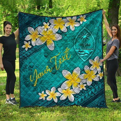 Guam Polynesian Custom Personalised Quilt - Plumeria With Blue Ocean