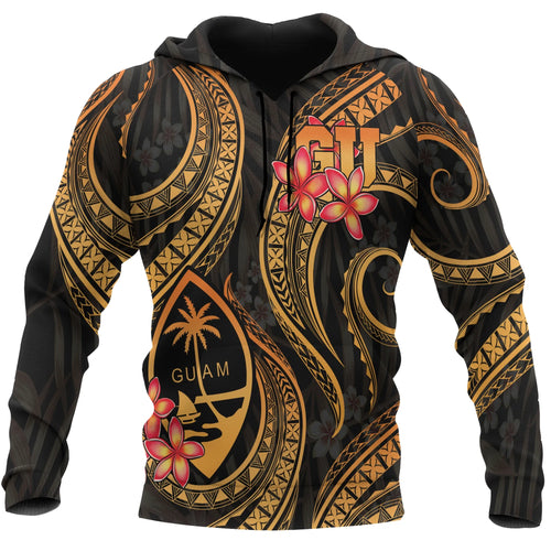 Guam Polynesian Hoodie - Gold Plumeria