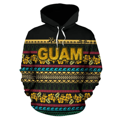 Guam Polynesian Hoodie - Guaman Latte Stone Pattern Color