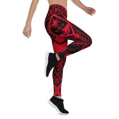 Guam Polynesian Legging - Guam Red Seal with Polynesian Tattoo