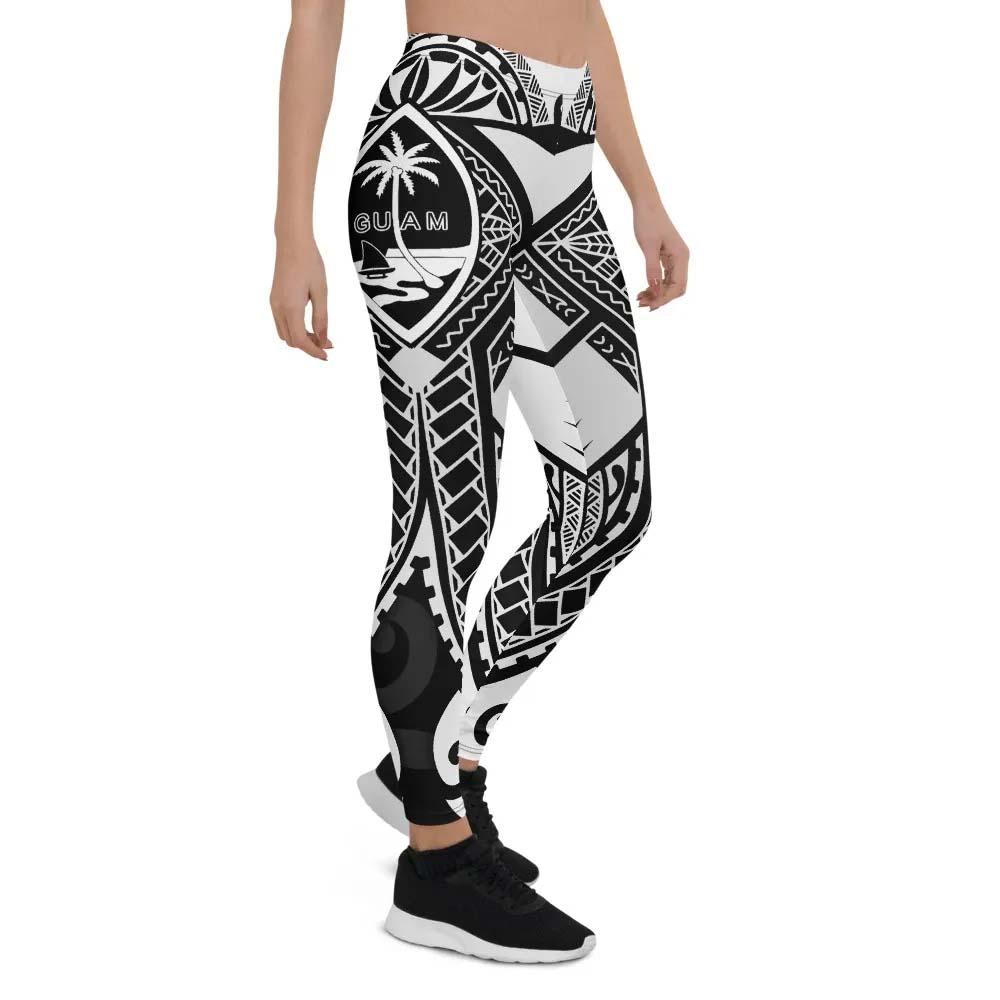Guam Polynesian Legging - Guam White Seal with Polynesian Tattoo Ver 01