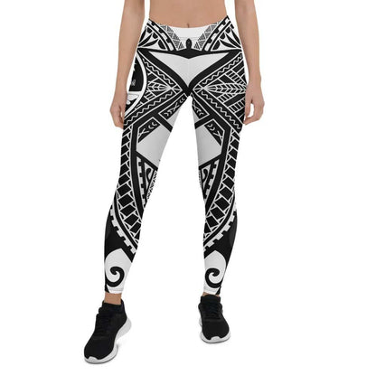 Guam Polynesian Legging - Guam White Seal with Polynesian Tattoo Ver 01