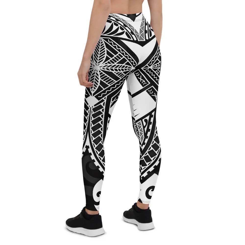 Guam Polynesian Legging - Guam White Seal with Polynesian Tattoo Ver 01