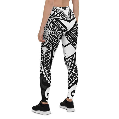 Guam Polynesian Legging - Guam White Seal with Polynesian Tattoo Ver 01
