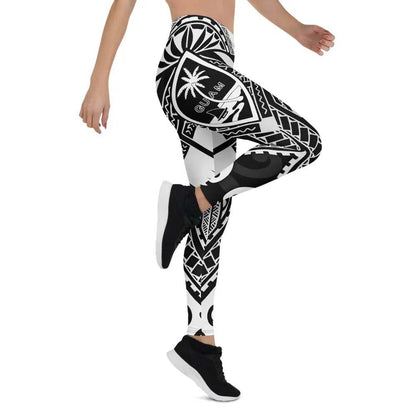 Guam Polynesian Legging - Guam White Seal with Polynesian Tattoo Ver 01