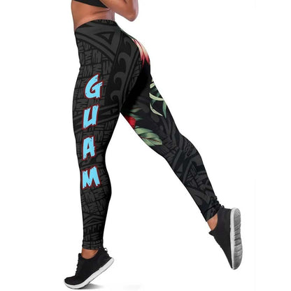 Guam Polynesian Legging - Hibiscus Coat of Arms