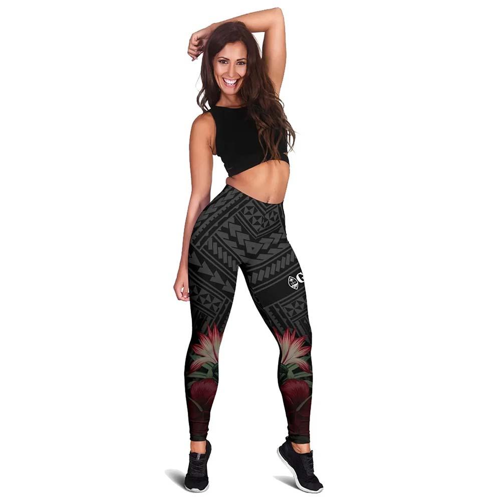 Guam Polynesian Legging - Tropical Vintage Hibiscus